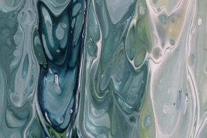 an abstract painting of blue and green colors